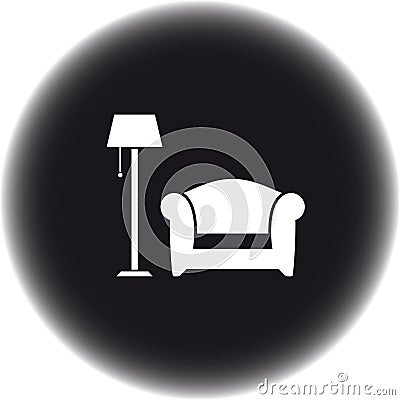 Icon with floor lamp, armchair Vector Illustration
