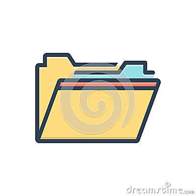 Color illustration icon for Folder, files and dossier Cartoon Illustration