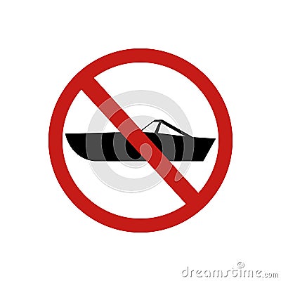 Icon forbidden boat sign. Vector illustration eps 10 Cartoon Illustration