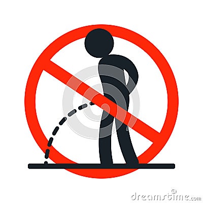 The icon is forbidden to piss in this place. warning sticker. Vector Illustration