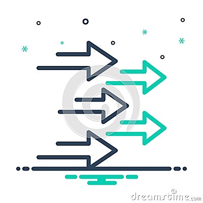 Mix icon for Forth, forward and onward Stock Photo