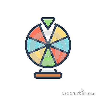 Color illustration icon for Fortune, wheel and lottery Vector Illustration