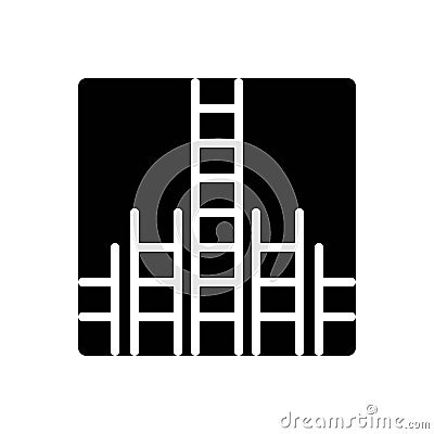 Black solid icon for Further, ladder and follow Vector Illustration