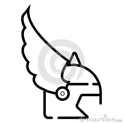 Icon gaelic helmet with wings. Stock Photo