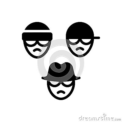 Black solid icon for Gang, troop and criminal Vector Illustration