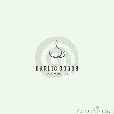 icon garlic logo line art design minimalist creative food Vector Illustration