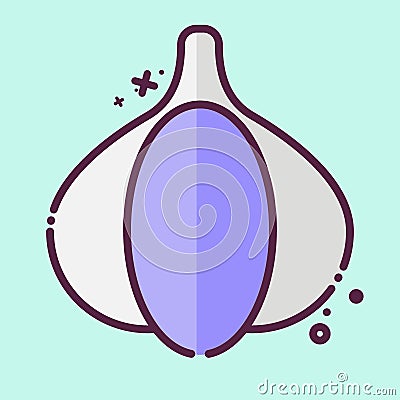 Icon Garlic. related to Herbs and Spices symbol. MBE style. simple design editable. simple illustration Cartoon Illustration