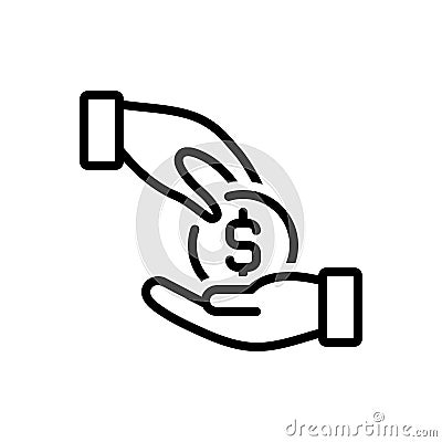 Black line icon for Give Money, riches and piles Stock Photo