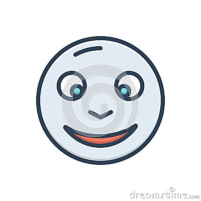 Color illustration icon for Glad, cheery and complacent Cartoon Illustration