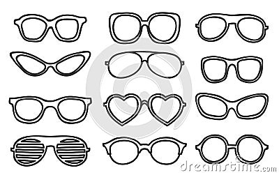 Icon Glasses vintage hipster hand drawn vector set art Vector Illustration