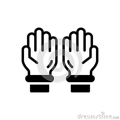 Black solid icon for Gloves, mittens and gauntlet Vector Illustration