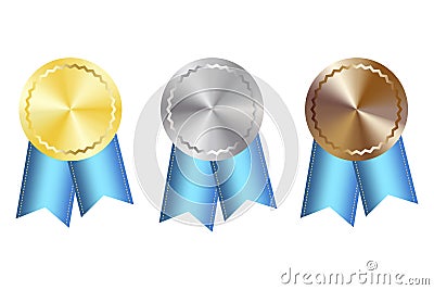 Icon with gold three blank medals. White background. Place symbol. Winner award. Vector illustration. EPS 10. Vector Illustration