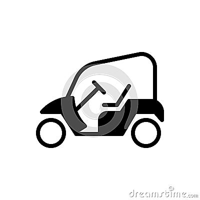Black solid icon for Golf Cart, opened and electric Vector Illustration