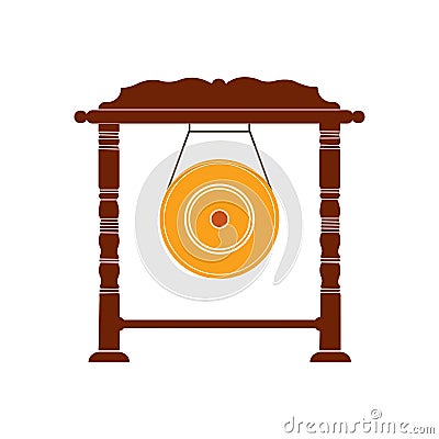 Icon of Gong or Indonesian traditional musical instrument Vector Illustration