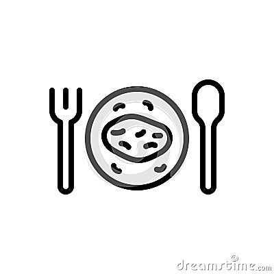 Black line icon for Gourmet, food and fork Vector Illustration