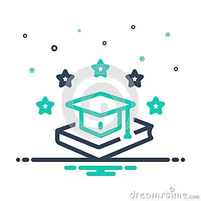 Mix icon for Graduation, degree and book Vector Illustration