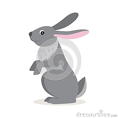 Icon of gray hare isolated, forest, woodland animal Vector Illustration