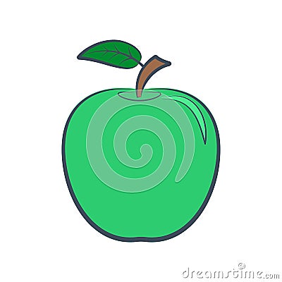 Icon of a green apple on a white background Vector Illustration
