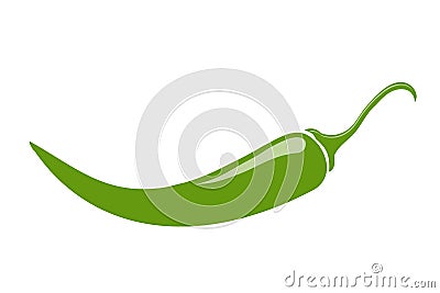 Icon Green spicy pepper. Isolated on white. Vector Vector Illustration