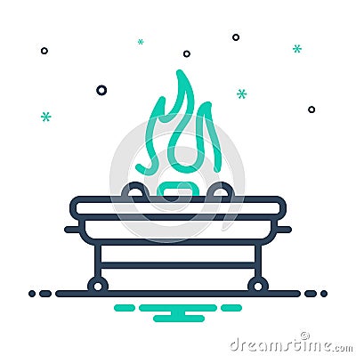 Mix icon for Grill, bake and flame Stock Photo