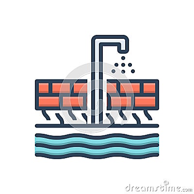 Color illustration icon for Groundwater, aquifer and pump Vector Illustration