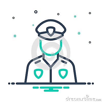 Mix icon for Guards, warden and chaser Stock Photo