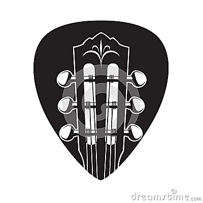 Icon with guitar neck and pick Vector Illustration