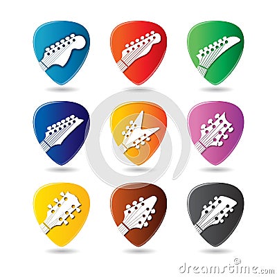 Icon with guitar and pick colour Vector Illustration