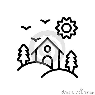 Black line icon for Habitat, dwelling and abode Vector Illustration
