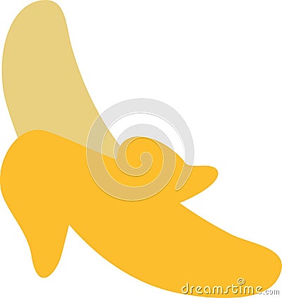 Icon of half peeled banana Vector Illustration