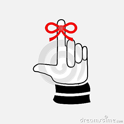 Icon hand with a finger, bow Stock Photo