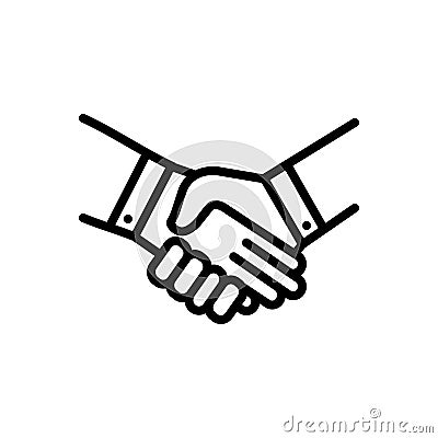 Black line icon for Handshake, deal and pledge Vector Illustration