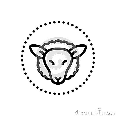 Black line icon for Head, sheep and animal Vector Illustration