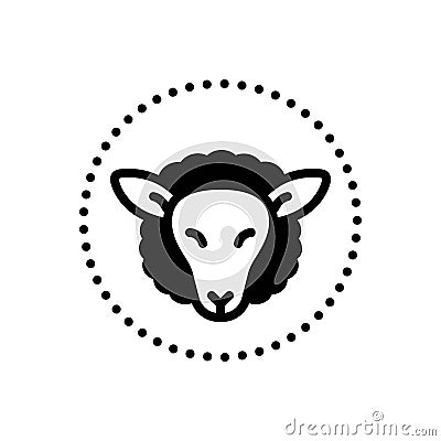 Black solid icon for Head, sheep and livestock Vector Illustration