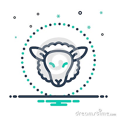 Mix icon for Head, sheep and animal Vector Illustration