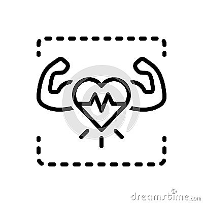 Black line icon for Healthy, robust and cardiac Vector Illustration