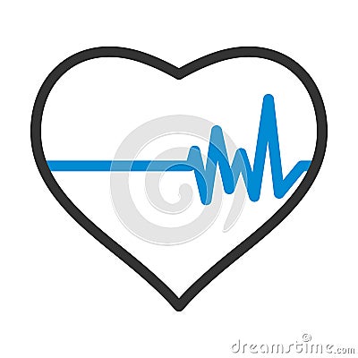Icon Of Heart With Cardio Diagram Vector Illustration
