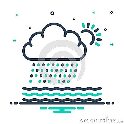 Mix icon for Heavily, sun and wave Vector Illustration