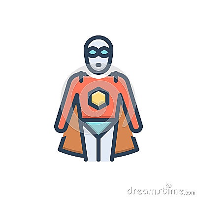 Color illustration icon for Heroes, super hero and actor Vector Illustration