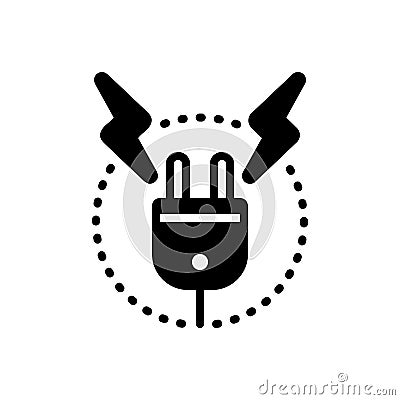 Black solid icon for High Voltage, resistance and counteraction Vector Illustration