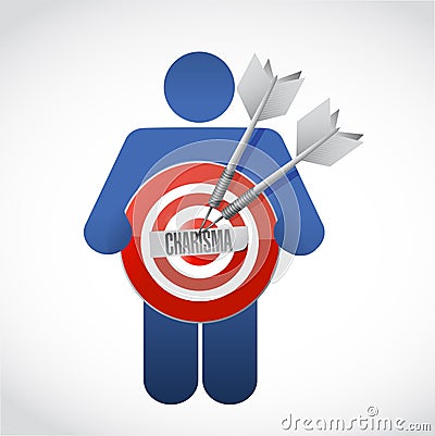 Icon holding a charisma target Cartoon Illustration