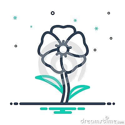 Mix icon for Hollyhock, althaea and natural Stock Photo