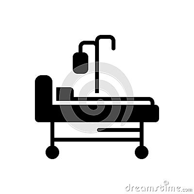 Black solid icon for Hospital Bed, hospital ward and ward Vector Illustration