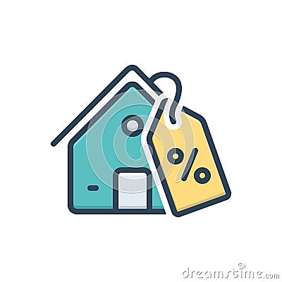 Color illustration icon for House For Sale, architecture and mortgage Cartoon Illustration