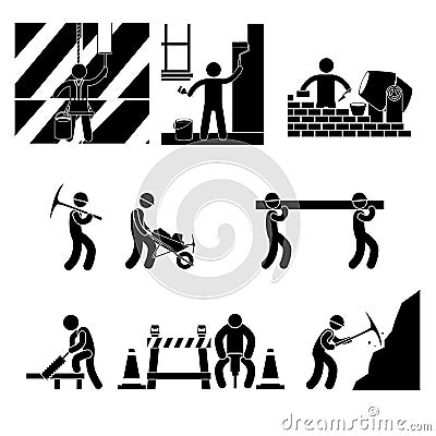 Icon Human Labor.job icon over white Background Vector Illustration