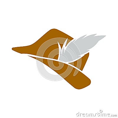 Icon Of Hunter Hat With Feather Vector Illustration