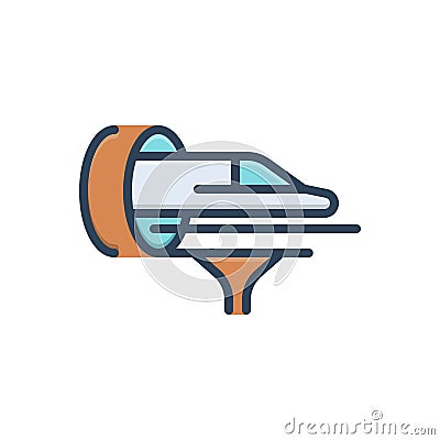 Color illustration icon for Hyperloop, train and passenger Vector Illustration