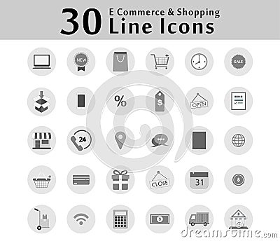 30 Icon Icons for Online Shopping Show business functions. There are many options. Vector Illustration