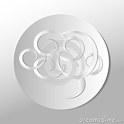 Icon a white paper circle illustration with a picture of a brain Vector Illustration