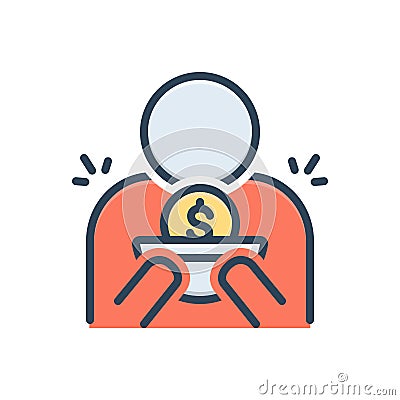 Color illustration icon for Indigent, beggarly and penniless Cartoon Illustration